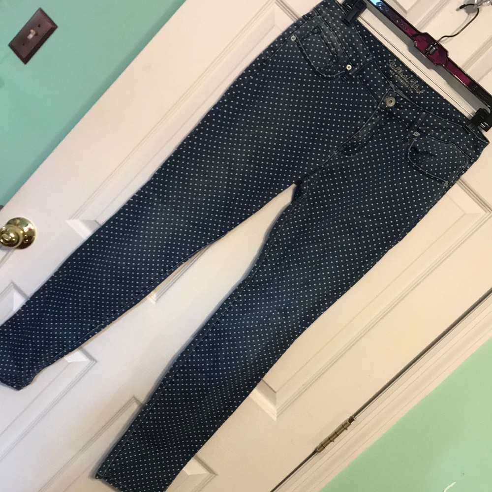 Blue and white polka dot jeans (Pacsun)